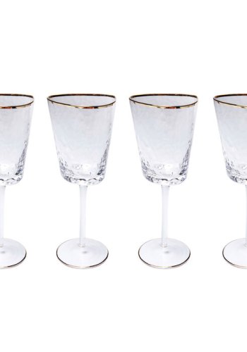 KARE DESIGN Hommage hvidvinsglas, m. struktur og guldkant, hndlavet - klar glas (H:22)