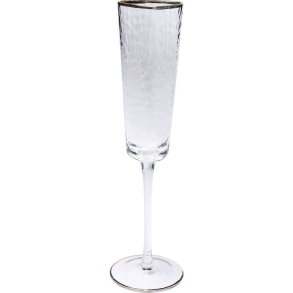 KARE DESIGN Hommage champagneglas, m. struktur og guldkant, hndlavet - klar glas (H:26)