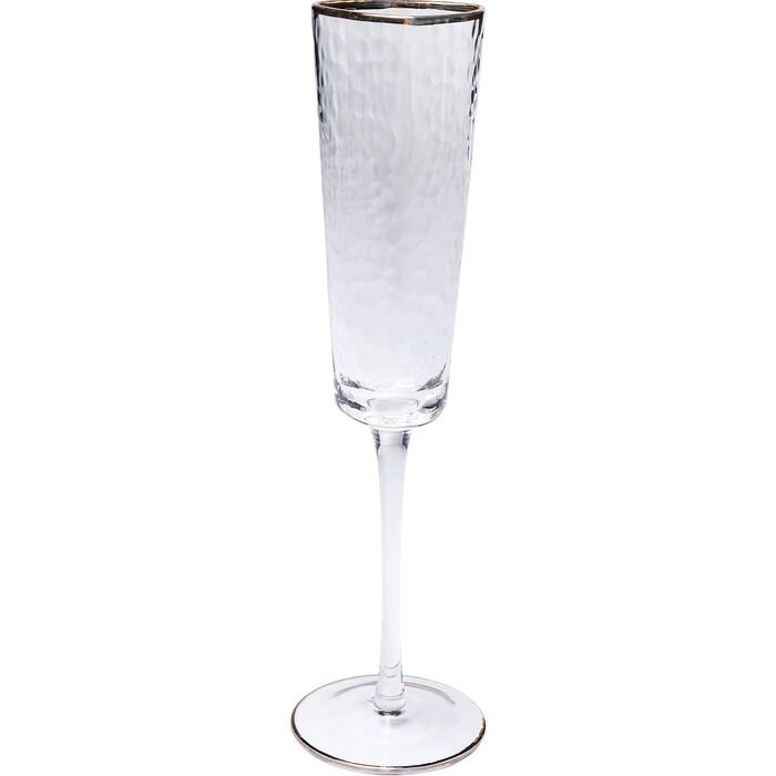 KARE DESIGN Hommage champagneglas, m. struktur og guldkant, hndlavet - klar glas (H:26)