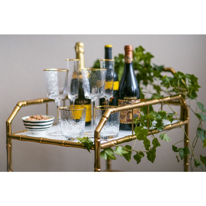 KARE DESIGN Hommage champagneglas, m. struktur og guldkant, hndlavet - klar glas (H:26)