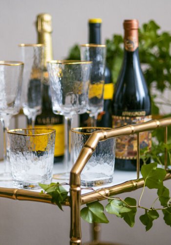 KARE DESIGN Hommage champagneglas, m. struktur og guldkant, hndlavet - klar glas (H:26)