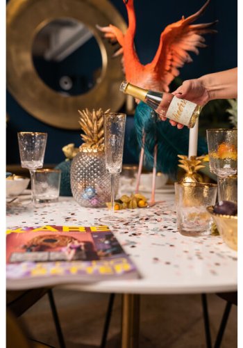 KARE DESIGN Hommage champagneglas, m. struktur og guldkant, hndlavet - klar glas (H:26)