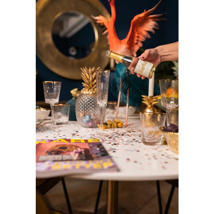 KARE DESIGN Hommage champagneglas, m. struktur og guldkant, hndlavet - klar glas (H:26)