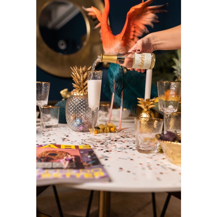 KARE DESIGN Hommage champagneglas, m. struktur og guldkant, hndlavet - klar glas (H:26)