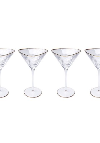 KARE DESIGN Hommage cocktailglas, m. struktur og guldkant, hndlavet - klar glas (H:20)