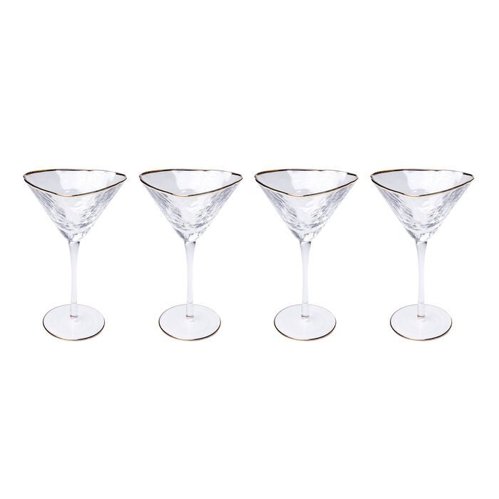 KARE DESIGN Hommage cocktailglas, m. struktur og guldkant, hndlavet - klar glas (H:20)