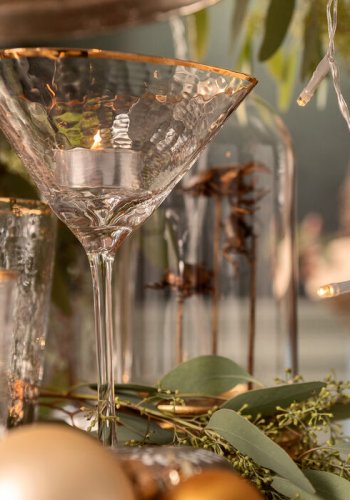 KARE DESIGN Hommage cocktailglas, m. struktur og guldkant, hndlavet - klar glas (H:20)