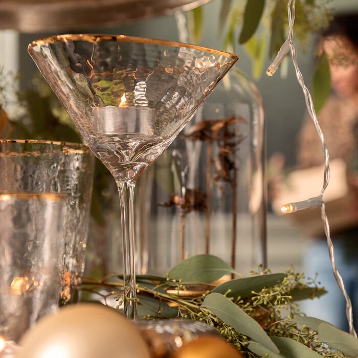 KARE DESIGN Hommage cocktailglas, m. struktur og guldkant, hndlavet - klar glas (H:20)