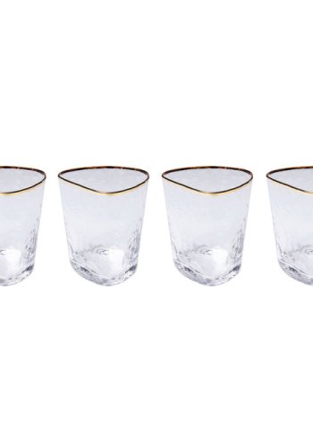 KARE DESIGN Hommage vandglas, m. struktur og guldkant, hndlavet - klar glas (H:10,4)