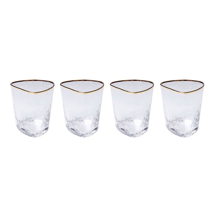 KARE DESIGN Hommage vandglas, m. struktur og guldkant, hndlavet - klar glas (H:10,4)