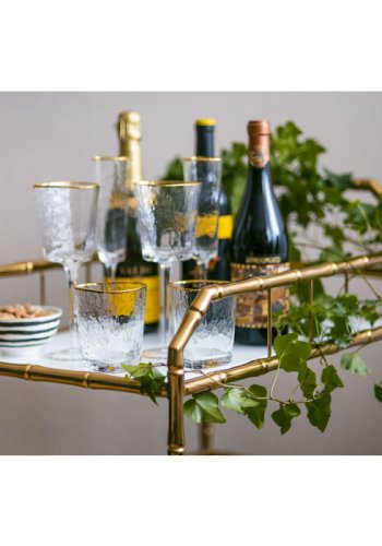 KARE DESIGN Hommage vandglas, m. struktur og guldkant, hndlavet - klar glas (H:10,4)