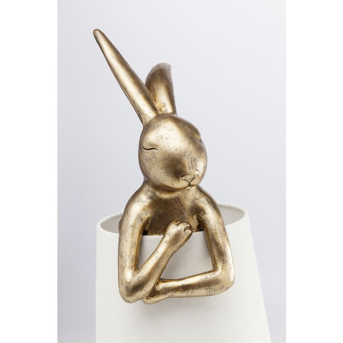KARE DESIGN Animal Rabbit bordlampe, rund - hvid hr og guld polyresin/stl (H:68,2)