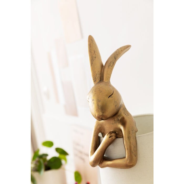 KARE DESIGN Animal Rabbit bordlampe, rund - hvid hr og guld polyresin/stl (H:68,2)