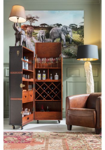 KARE DESIGN Colonial barskab - brunt stof, m. skuffer 