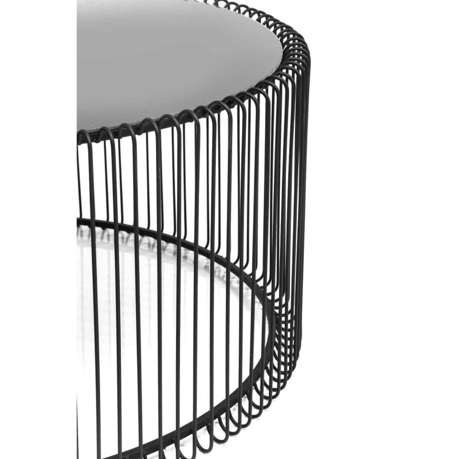 KARE DESIGN Wire Black sofabord - klart glas/sort stl, rundt (2/st)