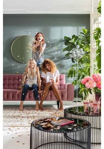 KARE DESIGN Wire Black sofabord - klart glas/sort stl, rundt (2/st)