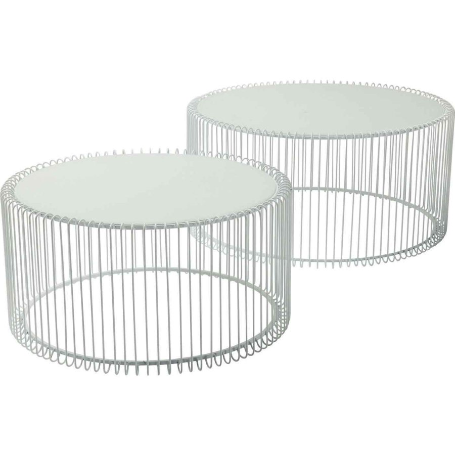 KARE DESIGN Wire White sofabord - hvidt glas/stl, rundt (2/st)