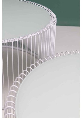 KARE DESIGN Wire White sofabord - hvidt glas/stl, rundt (2/st)