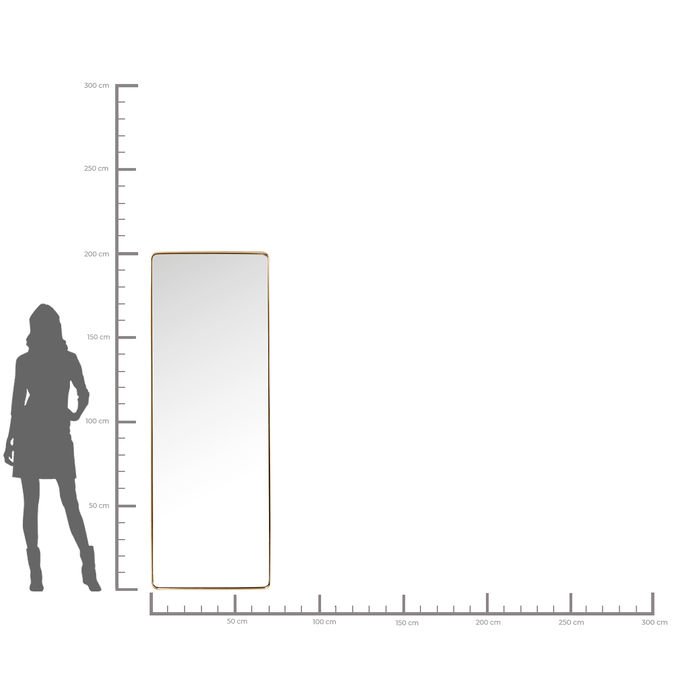 KARE DESIGN Curve Rectangular Brass spejl - spejlglas og messingbelagt ramme, firkantet (200x70)