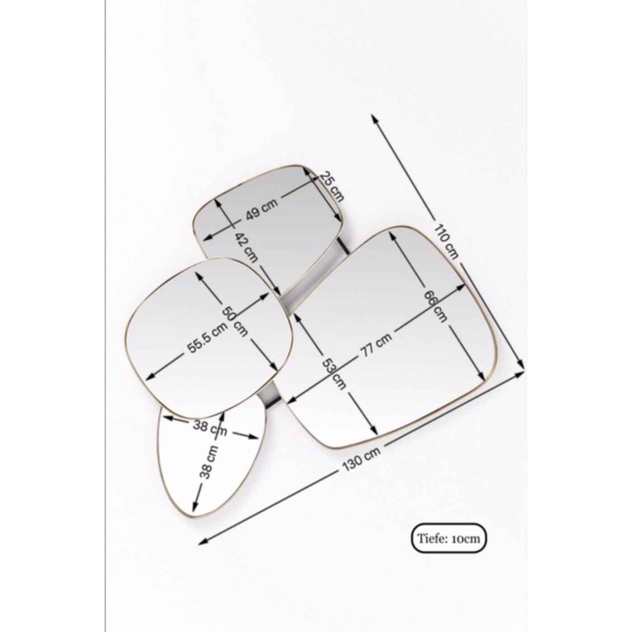 KARE DESIGN Shapes spejl - spejlglas og stl, asymmetrisk (130x105)