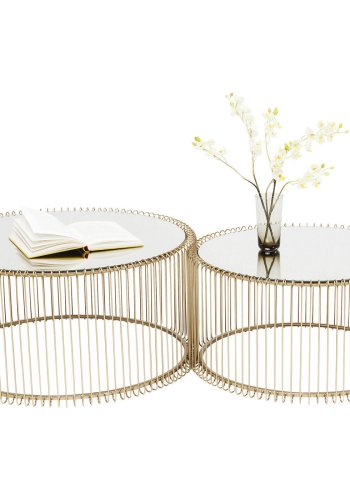 KARE DESIGN Wire Brass sofabord - spejlglas/messing stl, rundt (2/st)