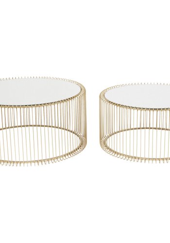 KARE DESIGN Wire Brass sofabord - spejlglas/messing stl, rundt (2/st)