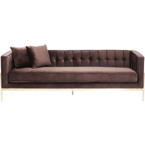 KARE DESIGN Loft Brown 3-personers sofa - brunt stof/messing stl, m. armln