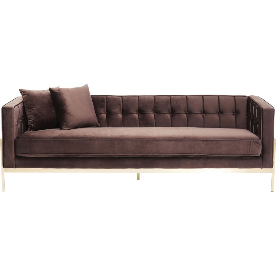 KARE DESIGN Loft Brown 3-personers sofa - brunt stof/messing stl, m. armln
