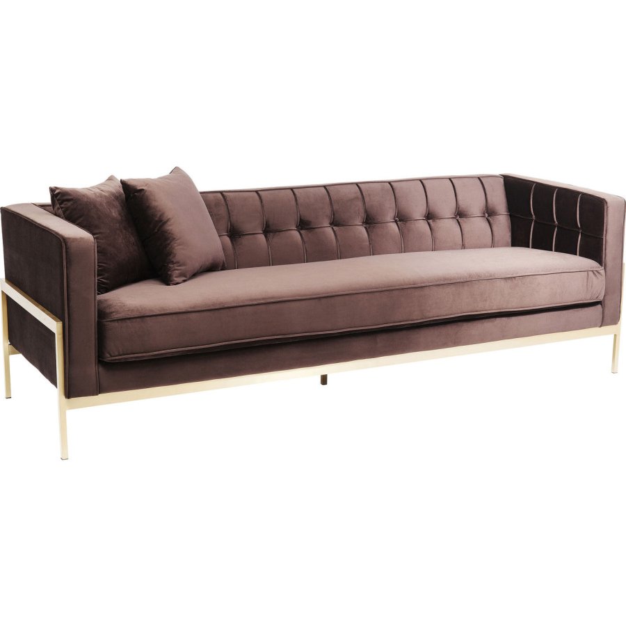 KARE DESIGN Loft Brown 3-personers sofa - brunt stof/messing stl, m. armln