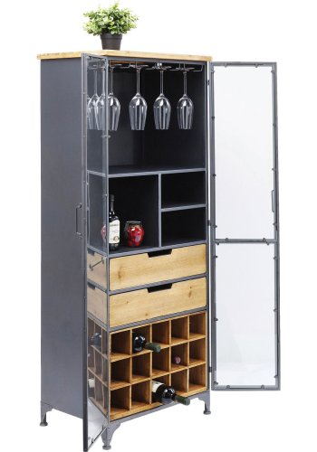 KARE DESIGN Refugio vinskab - stl/natur tr, m. 2 glaslger