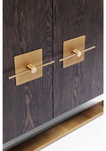 KARE DESIGN Osaka sknk - brunt asketrsfinér/messing stl, m. 4 lger