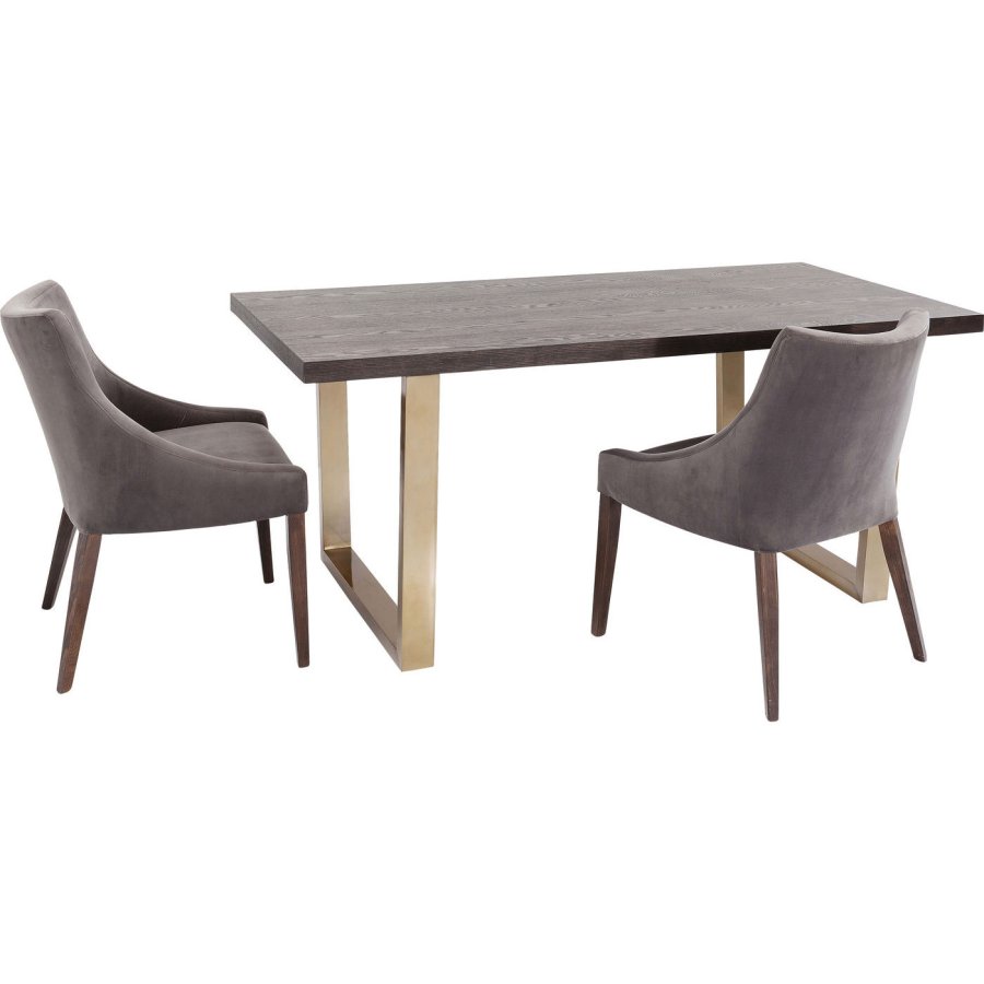 KARE DESIGN Osaka Duo spisebord - brunt asketrsfinér/messing stl (180x90)