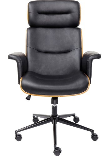 KARE DESIGN Check Out kontorstol - sort kunstlder/natur finér/sort stl, m. hjul og armln