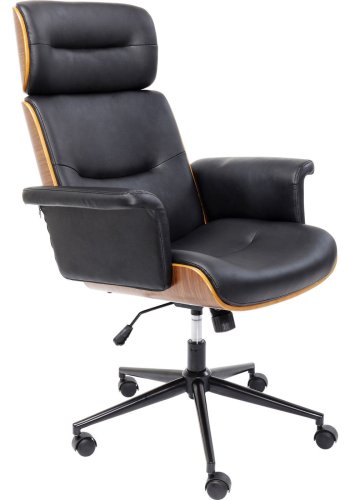 KARE DESIGN Check Out kontorstol - sort kunstlder/natur finér/sort stl, m. hjul og armln