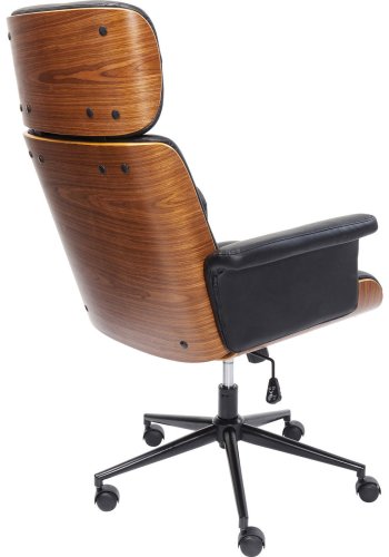 KARE DESIGN Check Out kontorstol - sort kunstlder/natur finér/sort stl, m. hjul og armln