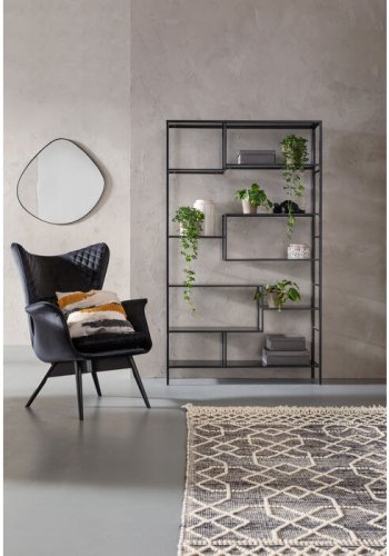 KARE DESIGN Loft reol, rektangulr - antracit glas og sort stl (H:195)