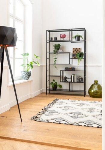 KARE DESIGN Loft reol, rektangulr - antracit glas og sort stl (H:195)