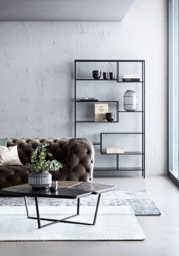 KARE DESIGN Loft reol, rektangulr - antracit glas og sort stl (H:195)