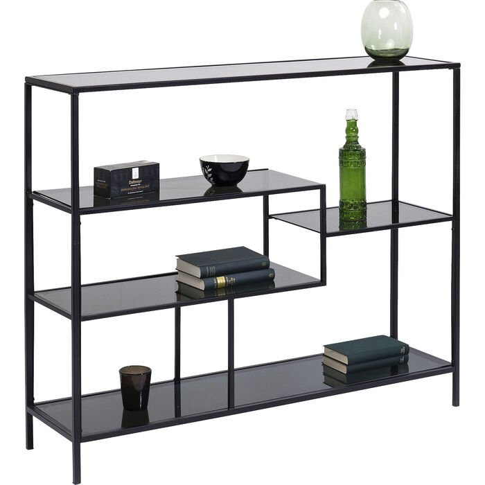 KARE DESIGN Loft reol, rektangulr - antracit glas og sort stl (H:100)