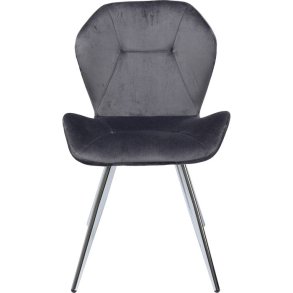 KARE DESIGN Viva Grey Chrome spisebordsstol - antracitgr velour og stl