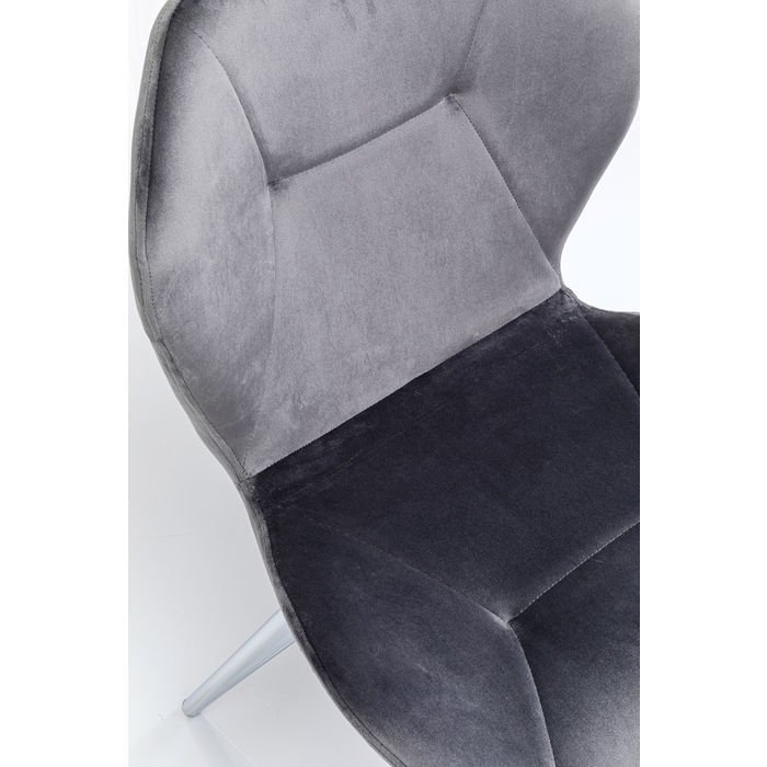 KARE DESIGN Viva Grey Chrome spisebordsstol - antracitgr velour og stl