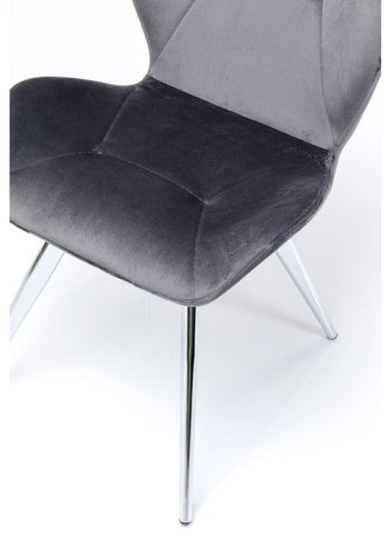 KARE DESIGN Viva Grey Chrome spisebordsstol - antracitgr velour og stl