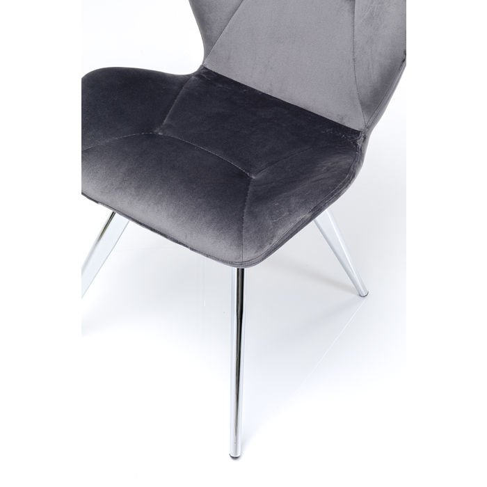 KARE DESIGN Viva Grey Chrome spisebordsstol - antracitgr velour og stl
