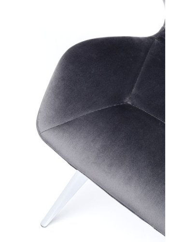 KARE DESIGN Viva Grey Chrome spisebordsstol - antracitgr velour og stl