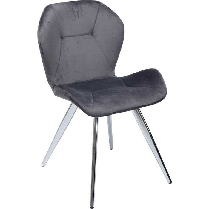 KARE DESIGN Viva Grey Chrome spisebordsstol - antracitgr velour og stl