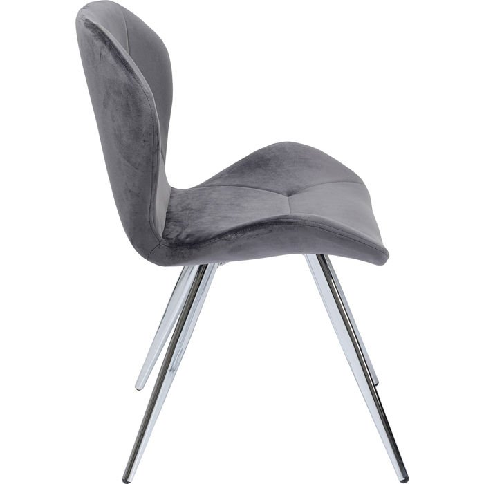 KARE DESIGN Viva Grey Chrome spisebordsstol - antracitgr velour og stl