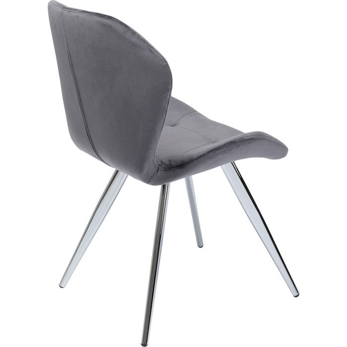 KARE DESIGN Viva Grey Chrome spisebordsstol - antracitgr velour og stl