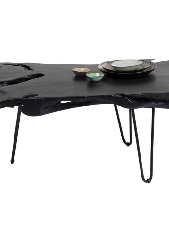 KARE DESIGN Aspen sofabord, organisk - sort teaktr og stl (100x40)