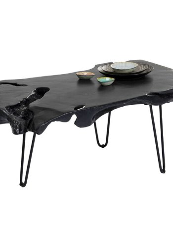 KARE DESIGN Aspen sofabord, organisk - sort teaktr og stl (100x40)