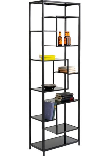 KARE DESIGN Loft reol, rektangulr - antracit glas og sort stl (H:195)